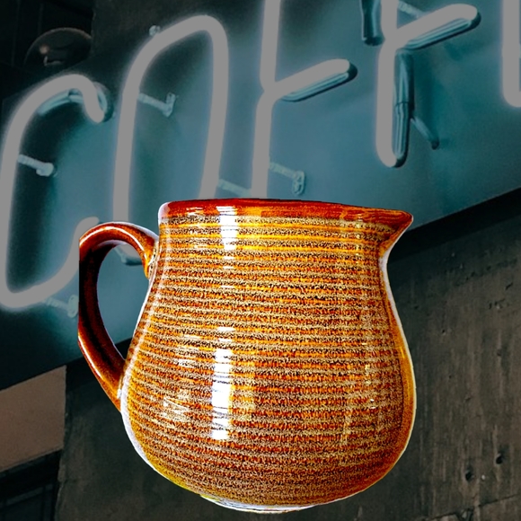 Vtg 70's Sango Roma Caramel Stoneware 4933 Coffee Creamer Sugar Bowl Lid 3PC Set - Picture 9 of 11